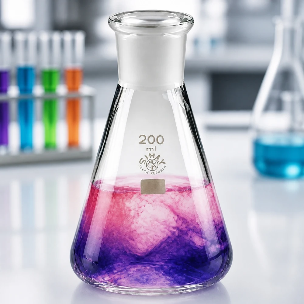 Erlenmeyer 200 ml col étroit, verre borosilicate avec rodage normalisé 29/32 Erlenmeyer 200 ml col étroit, verre borosilicate avec rodage normalisé 29/32