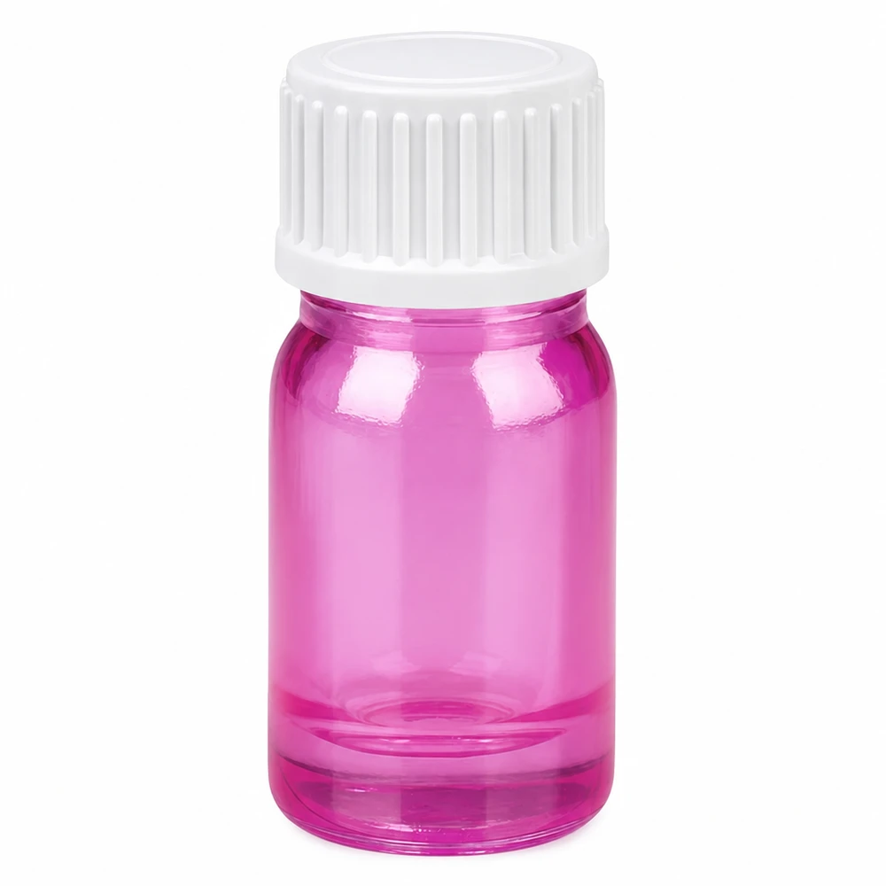 Flacon 5ml (globules) bague de coulée 3mm blanc standard PurpleLine UT18/5 Bouteille en verre teinté rose de 5ml avec bouchon sécurisé parfaite pour les cosmétiques et les essences DIY