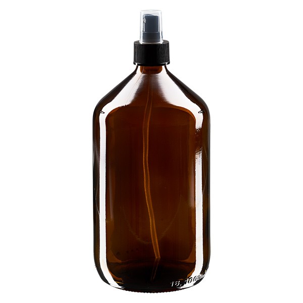 Flacon à médicaments Euro de 1000ml brun vaporisateur noir