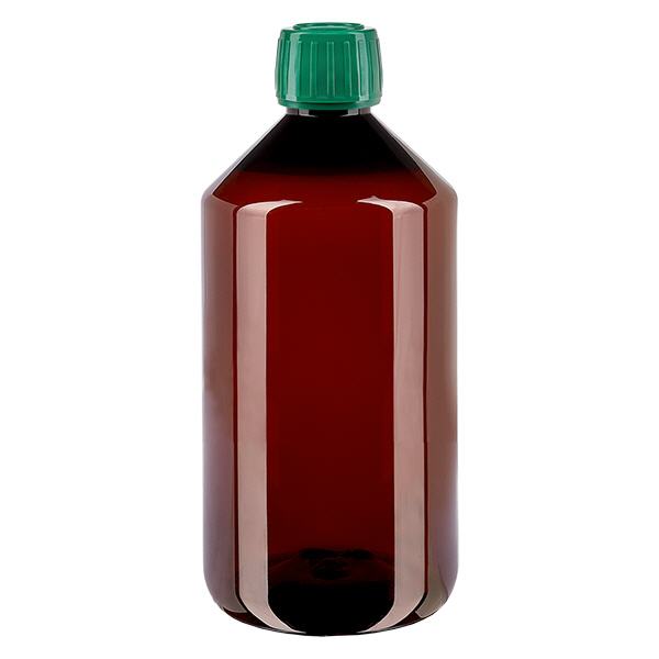 Flacon PET 750ml avec bouchon d'inviolabilité vert