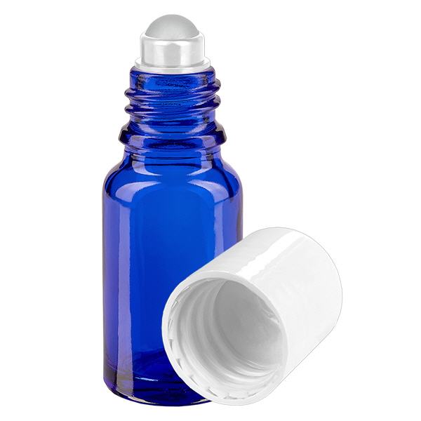 Flacon de pharmacie bleu 10ml Roll-On bouchon blanc