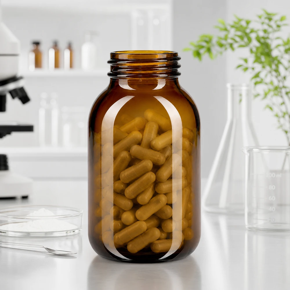 Bocal à col large en verre ambré 500 ml, goulot DIN 55, sans couvercle Bouteille à col large de 500 ml de haute qualité en verre brun anti-UV pour un stockage optimal