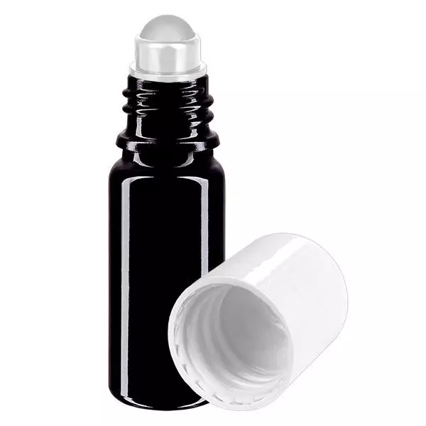 Flacon de pharmacie violet 10ml roll-on bouchon blanc