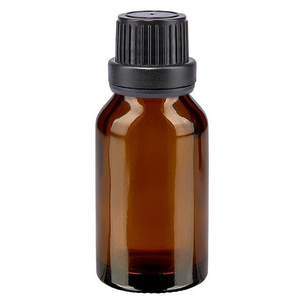 Flacon de pharmacie brun 15ml bouchon vissable noir bouchon inviolabilité Flacon de pharmacie brun 15ml bouchon vissable noir bouchon inviolabilité