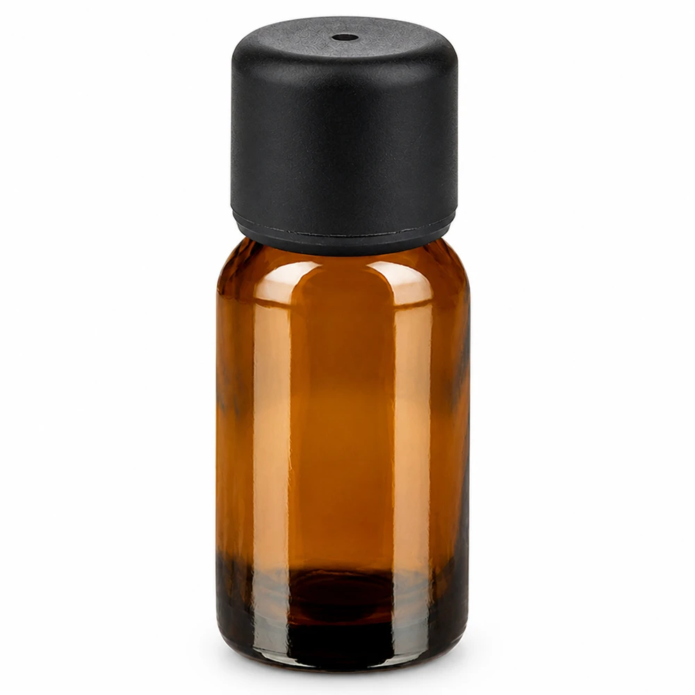 Flacon de 10ml 6mm SV noir STD BrownLine UT18/10 Flacon en verre brun de 10ml avec bouchon noir pour huiles essentielles et cosmétiques