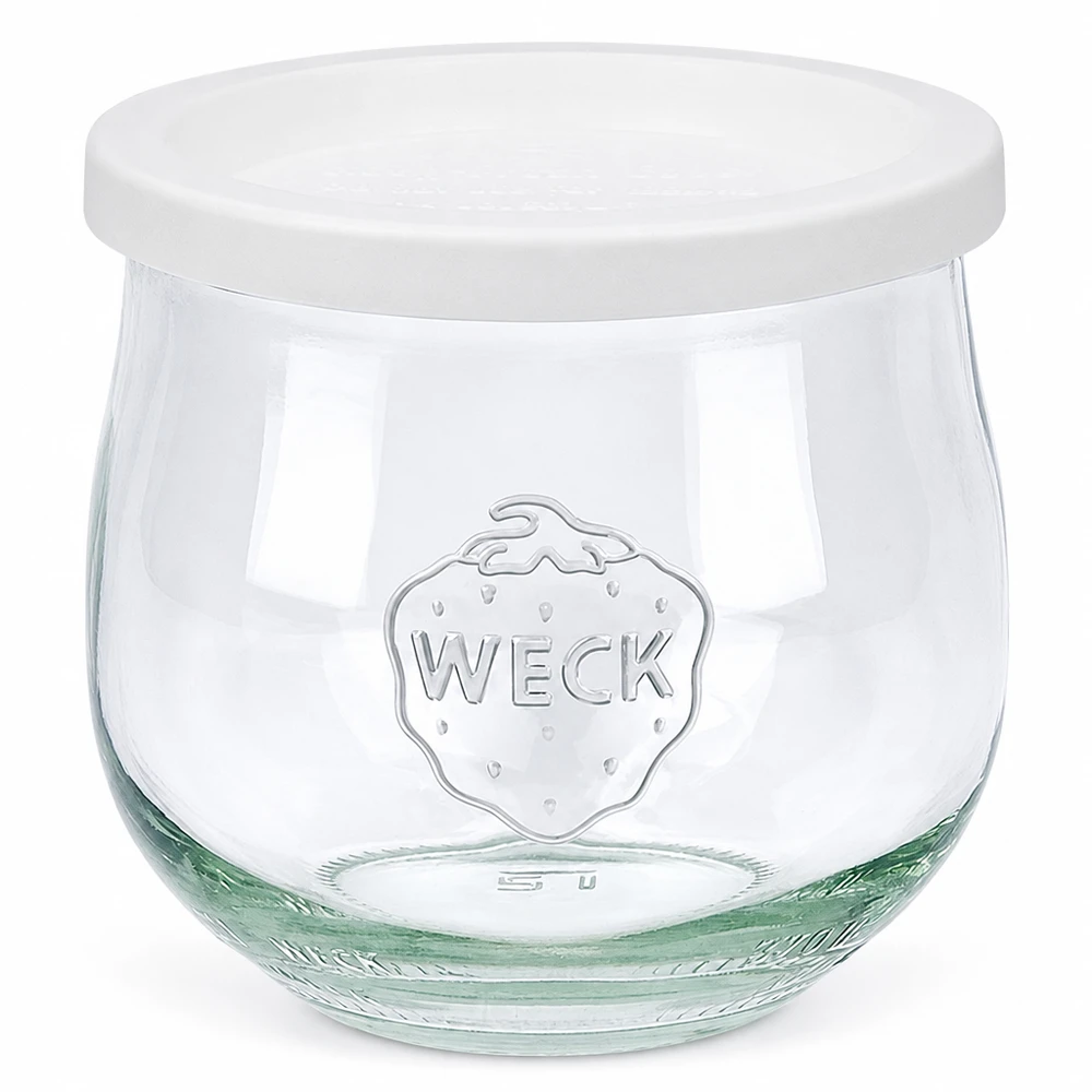 Bocal en forme de tulipe de 370 ml avec couvercle hermétique WECK RR80 WECK Pot tulipe 370ml avec couvercle fraîcheur blanc RR80 Pot à conserves pour stockage et conservation