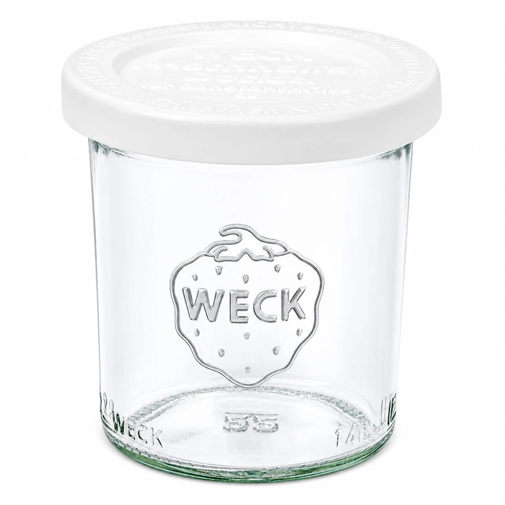 Bocal en verre de 140 ml avec couvercle hermétique WECK RR60 WECK Bocal en verre 140ml avec couvercle blanc RR60 pour confitures et conserves