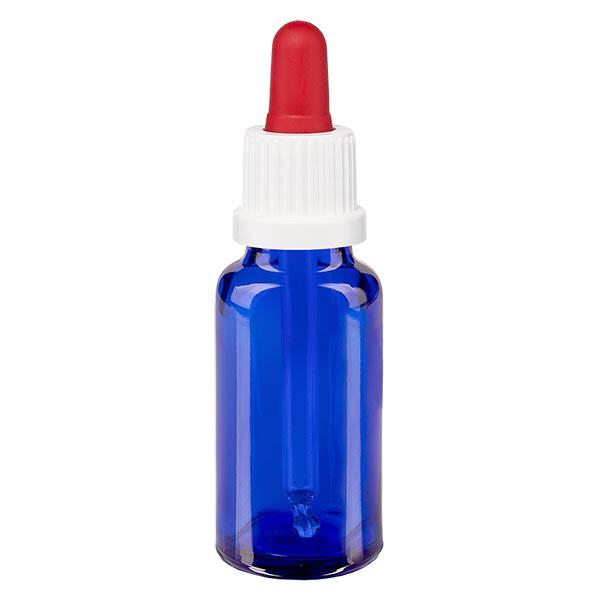 Flacon bleu 20 ml + pipette rouge et blanche à système d'inviolabilité