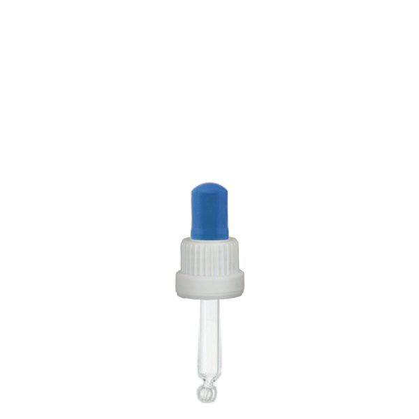 pipette en verre blanc/bleu 18mm, longueur 44 st.