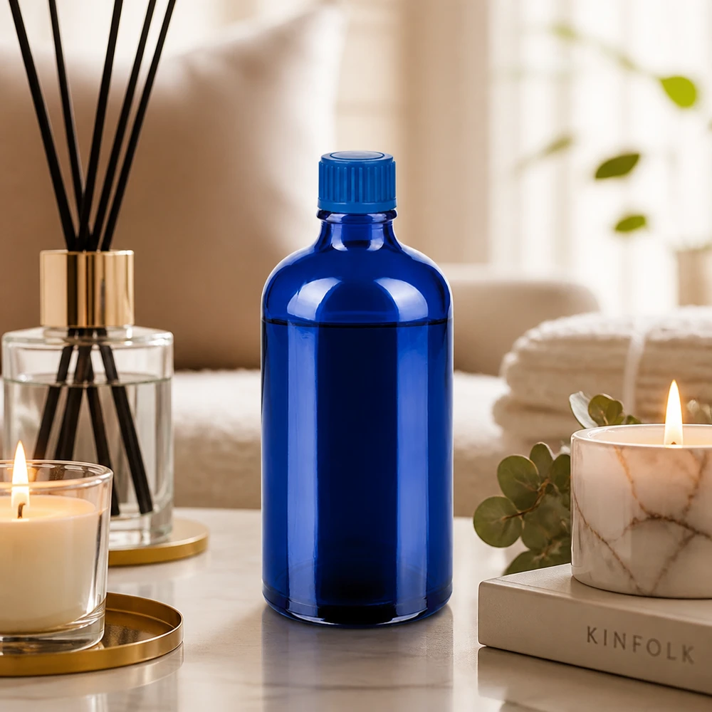 Flacon de 100ml 11mm SV bleu STD BlueLine UT18/100 Bouteille en verre bleue pratique de 100 ml avec un filetage pratique pour un dosage facile