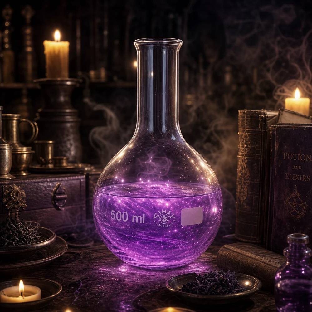 Ballon à fond plat 500 ml à col étroit, en verre borosilicate avec bord renforcé Ballon à col étroit 500ml idéal pour la distillation et les synthèses chimiques en laboratoire
