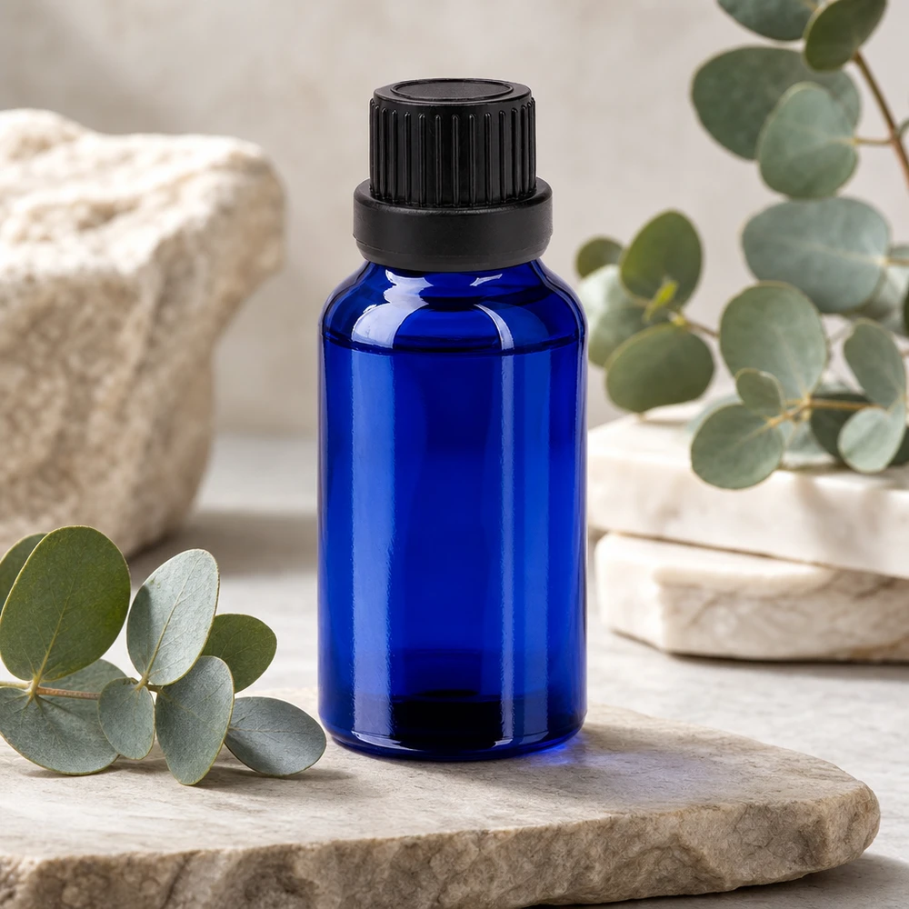 Flacon 20ml 11mm SV noir OV BlueLine UT18/20 Bouteille en verre bleue professionnelle de 20 ml avec sécurité enfant pour un stockage sûr