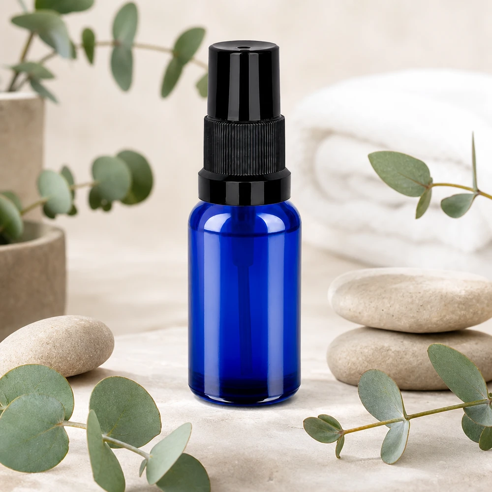 Vaporisateur 20ml noir STD BlueLine UT18/20 Flacon en verre polyvalent de 20 ml avec fonction de vaporisation, idéal pour les parfums d'ambiance et l'aromathérapie