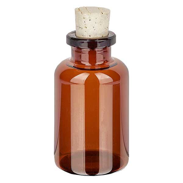 Flacon en verre ambré 20 ml avec bouchon de liège 11/14 mm Flacon en verre ambré 20 ml avec bouchon de liège 11/14 mm