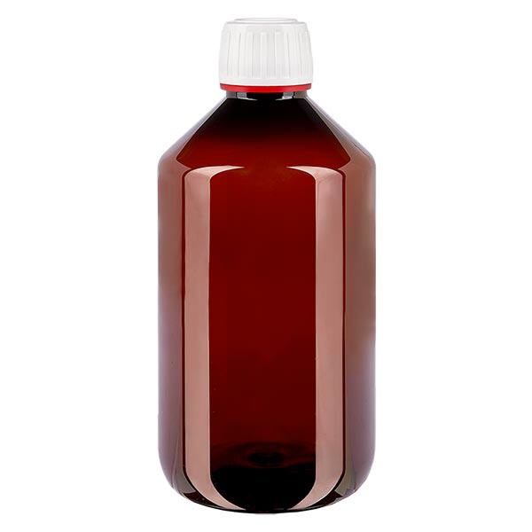 Bouteille PET 500ml avec OV blanc finement strié Bouteille PET 500ml avec OV blanc finement strié
