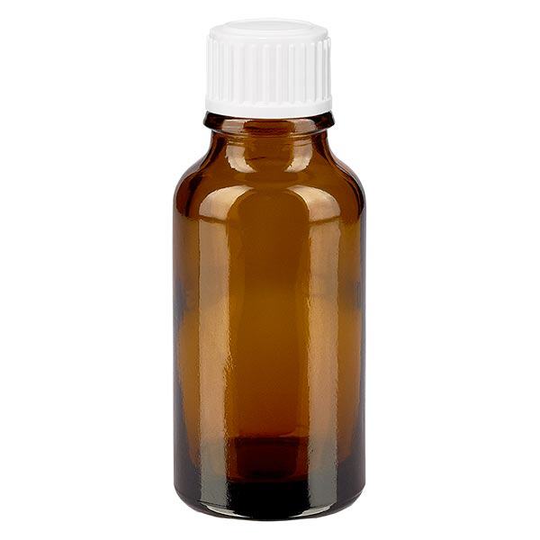 Flacon à pharmacie marron 20ml bouchon vissable blanc std
