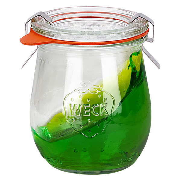 Lot de 12 pots Weck 220 ml pots tulipe avec 12 couvercles en verre,