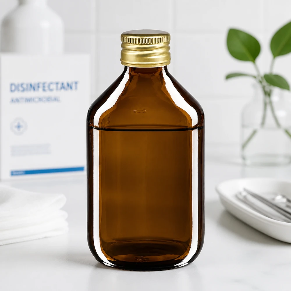 Bouteille médicale de 300ml brune avec bouchon en aluminium or Bouteille médicale de 300ml brune avec bouchon en aluminium or