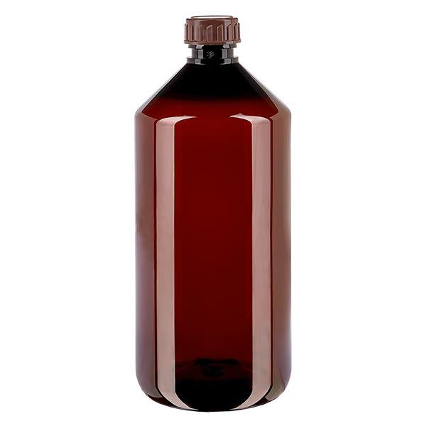 Bouteille PET 1000ml avec bouchon marron standard