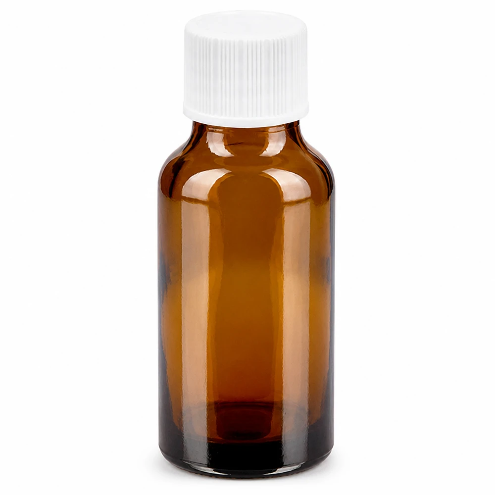 Flacon 20ml 11mm SV blanc STD BrownLine UT18/20 Bouteille compacte de 20ml en verre brun idéale pour les huiles essentielles et les gouttes