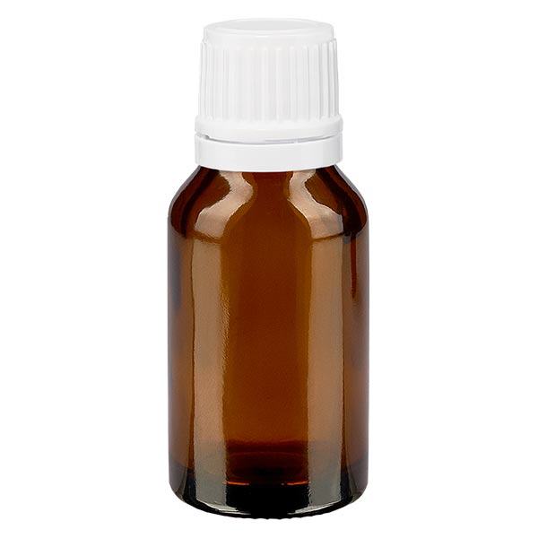 Flacon à pharmacie brun 15ml bouchon inviolable blanc 1.2mm blanc bouchon inviolabilité Flacon à pharmacie brun 15ml bouchon inviolable blanc 1.2mm blanc bouchon inviolabilité