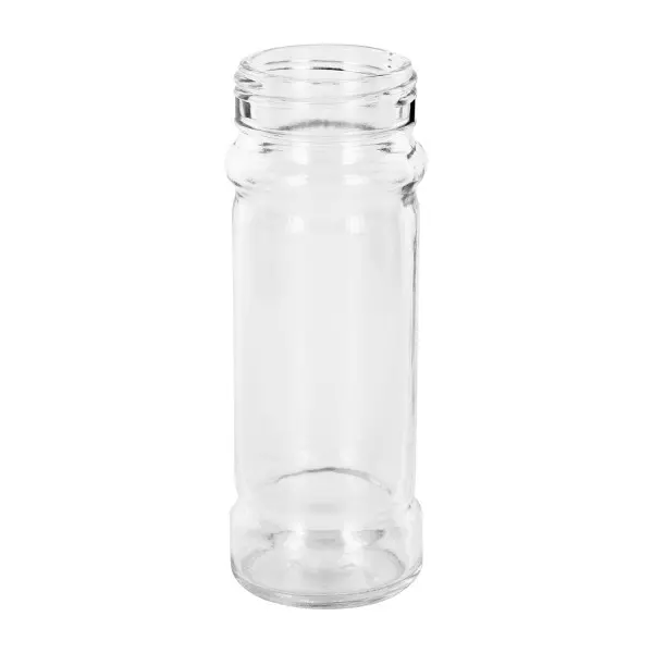 Pot à épices de forme cylindrique 100 ml avec filetage 41 mm, en verre clair sans couvercle Verre en sel transparent « Mary », 100 ml, forme cylindrique, avec filetage de 41 mm