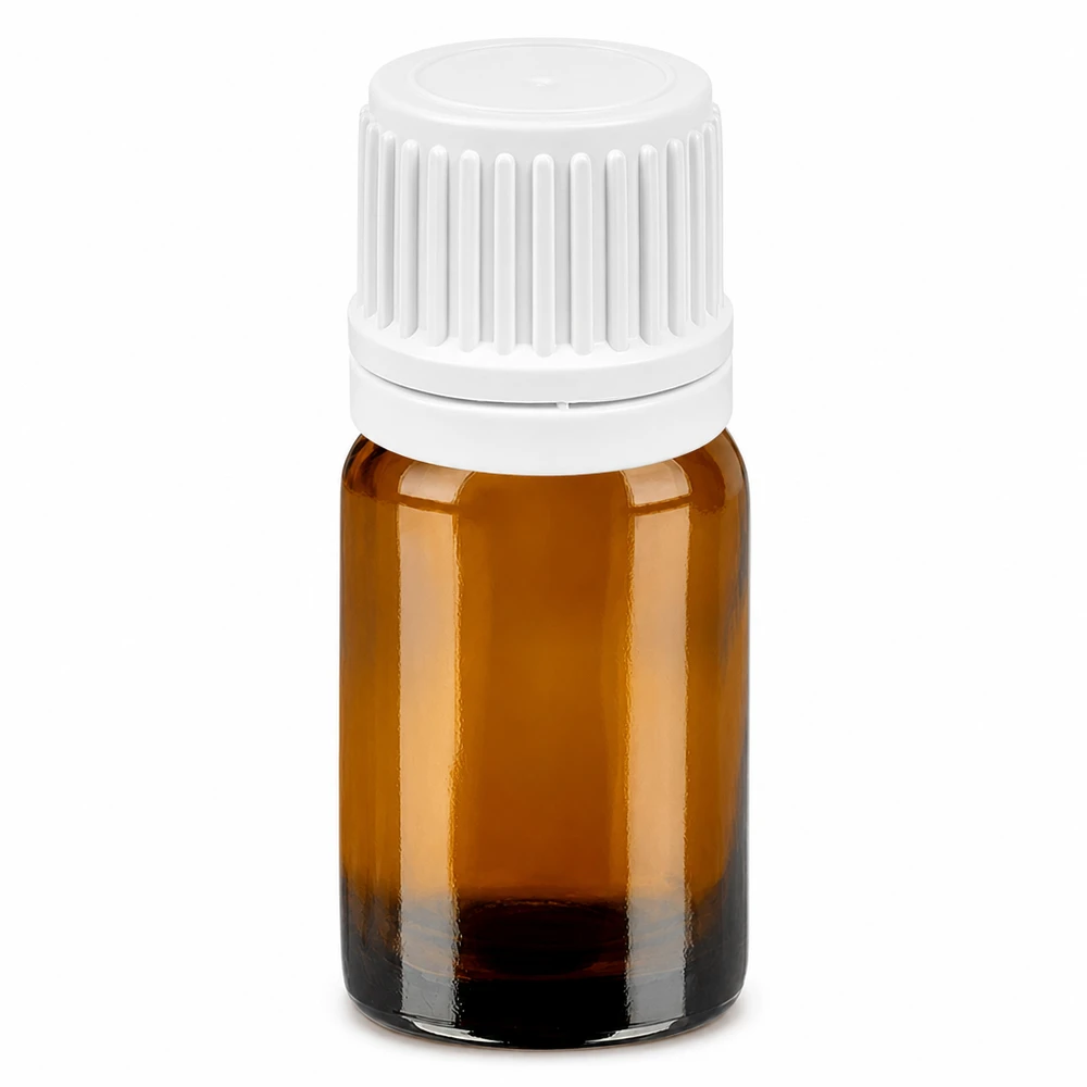 Flacon compte-goutte 5ml 0.7mm blanc OV BrownLine UT18/5 Flacon compte-gouttes 5ml brun avec bouchon blanc pour un dosage précis des liquides