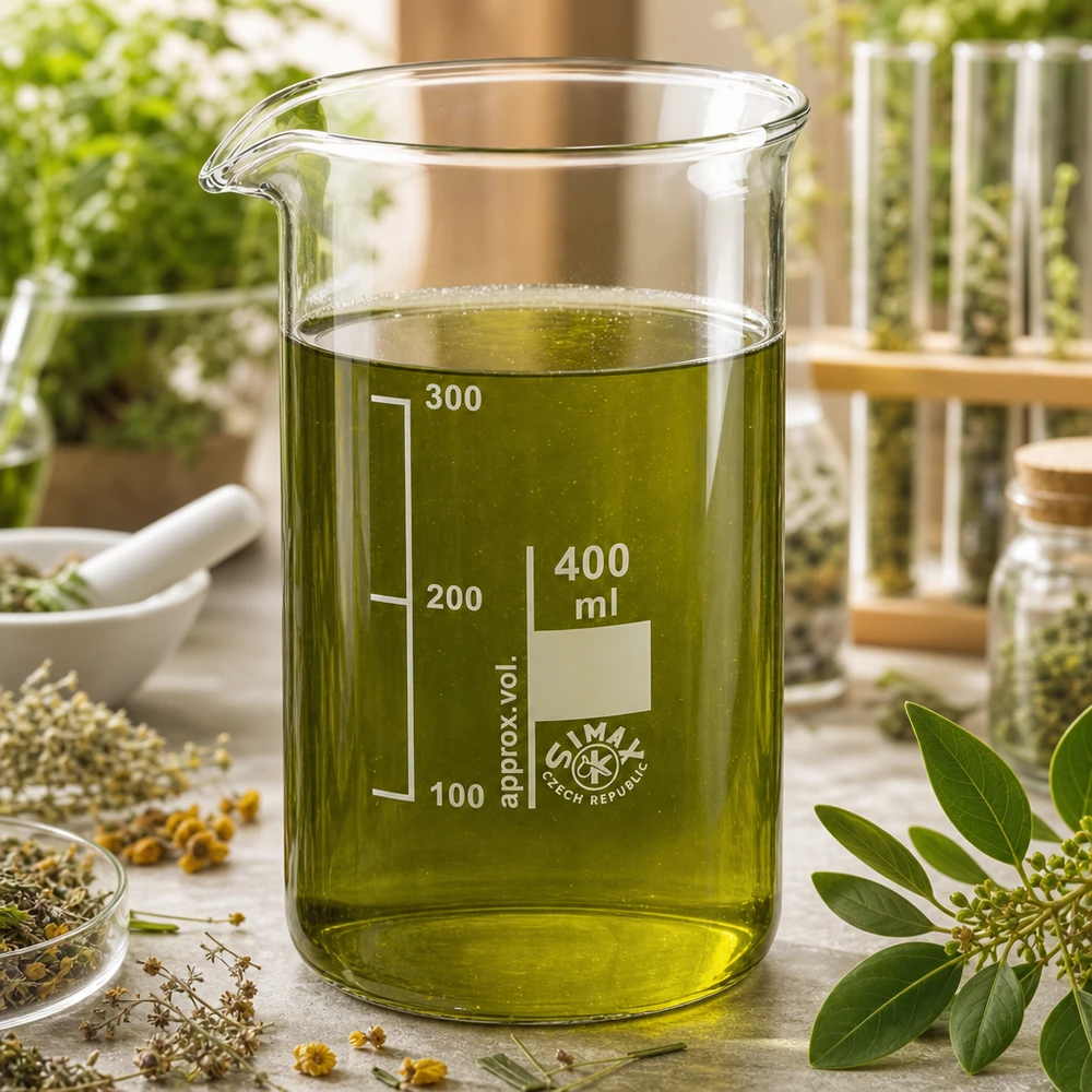 Bécher 400ml en verre borosilicate résistant à la chaleur (forme haute) Vue détaillée de l'échelle graduée de 100 à 300 ml sur le bécher SIMAX de 400 ml, modèle haut, fabriqué en République tchèque