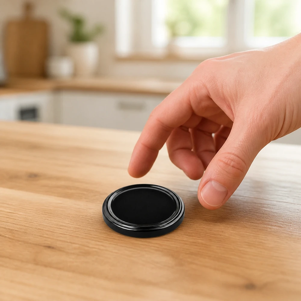 100mm BasicSeal bouchon noir (TO100) UNiTWIST Couvercle de conserve BasicSeal noir brillant 100 mm TO100 sur une surface en bois