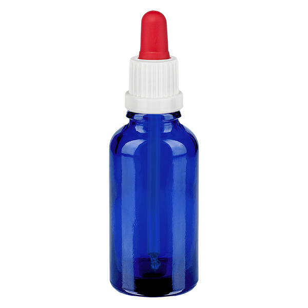 Flacon à pipette 30ml blanc/rouge OV BlueL. UT18/30