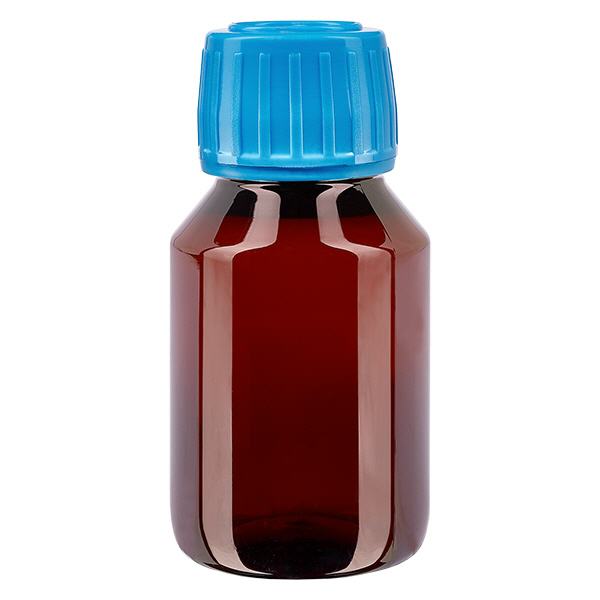 Bouteille PET 50ml avec bouchon bleu,bouchon d'inviolabilité