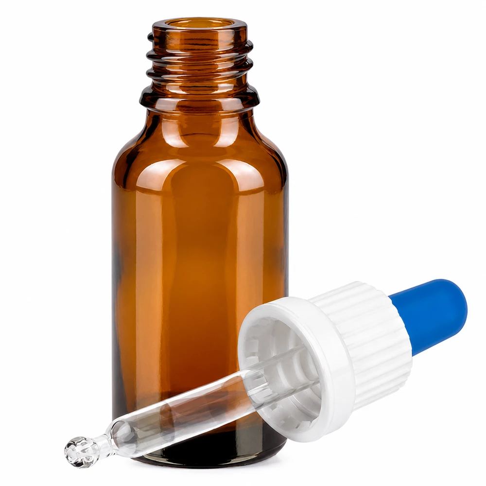20ml flacon à pipette blanc/bleu OV BrownLine UT18/20 Bouteille à pipette de qualité laboratoire en verre brun anti-UV pour les substances sensibles à la lumière