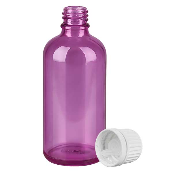 Flacon compte-gouttes 100ml 0,7mm blanc Originalité Bouchon à vis PurpleLine UT18/100