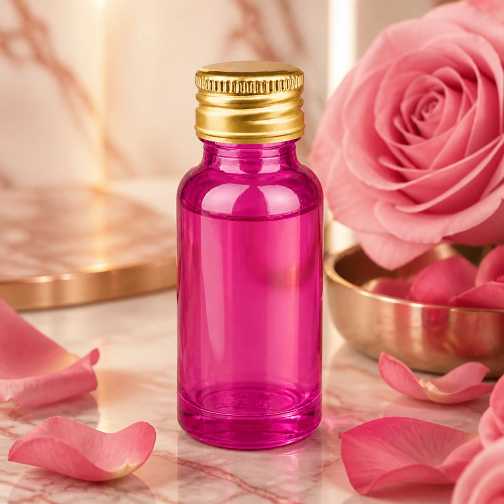 Flacon 20ml 11mm bouchon à vis alu-or standard PurpleLine. UT18/20 Elégant flacon en verre violet de 20ml avec un bouchon à vis pratique pour les applications mobiles
