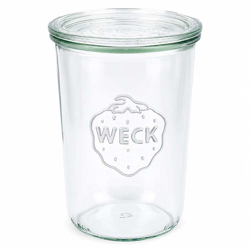 Bocal en verre de 850 ml avec couvercle en verre WECK RR100 WECK Pot renversé 850ml avec couvercle en verre RR100 Pot de conservation transparent avec logo WECK pour la conservation