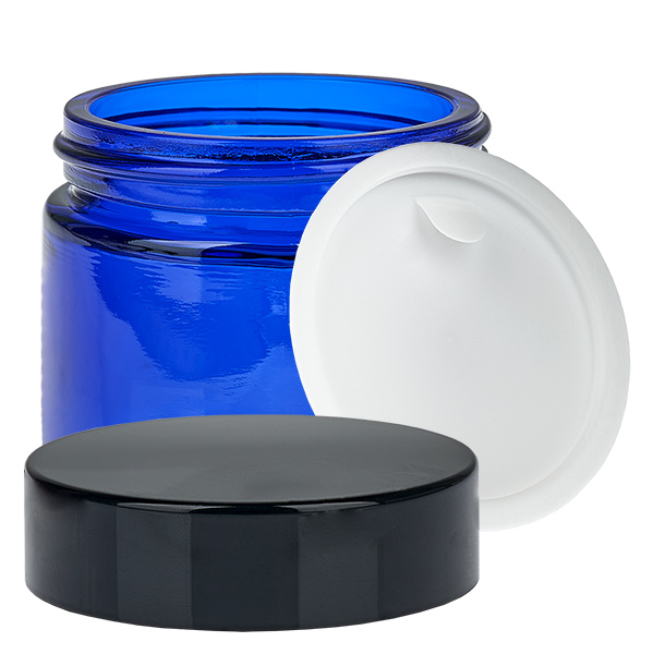 Pot en verre 60ml bleu avec couvercle à insérer UNiTWIST