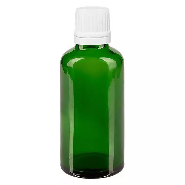 Flacon à pharmacie vert 50ml bouchon à vis blanc Bouchon d'originalité Flacon à pharmacie vert 50ml bouchon à vis blanc Bouchon d'originalité