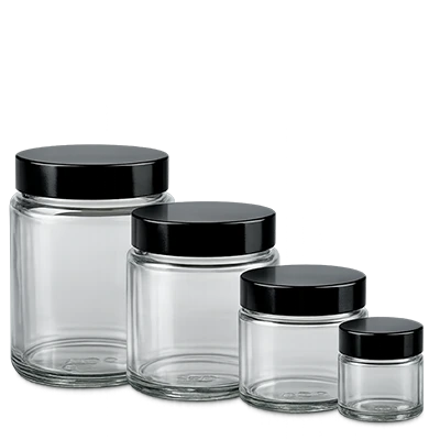 Pots en verre transparent