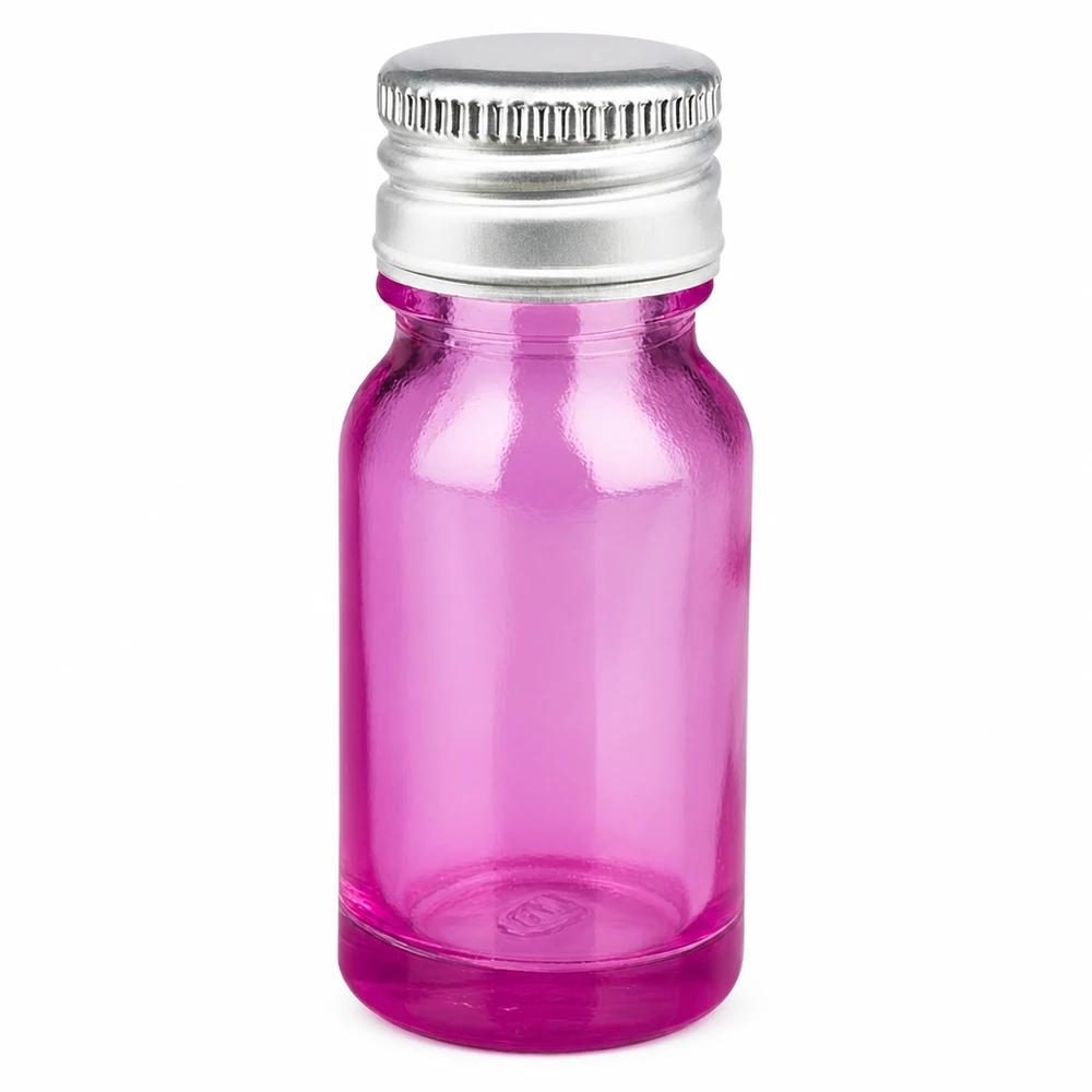 Bouteille 10ml bouchon à vis 11mm alu-argent standard PurpleLine.UT18/10 Bouteille en verre violet 10ml avec bouchon à vis idéal pour l'aromathérapie et les huiles parfumées