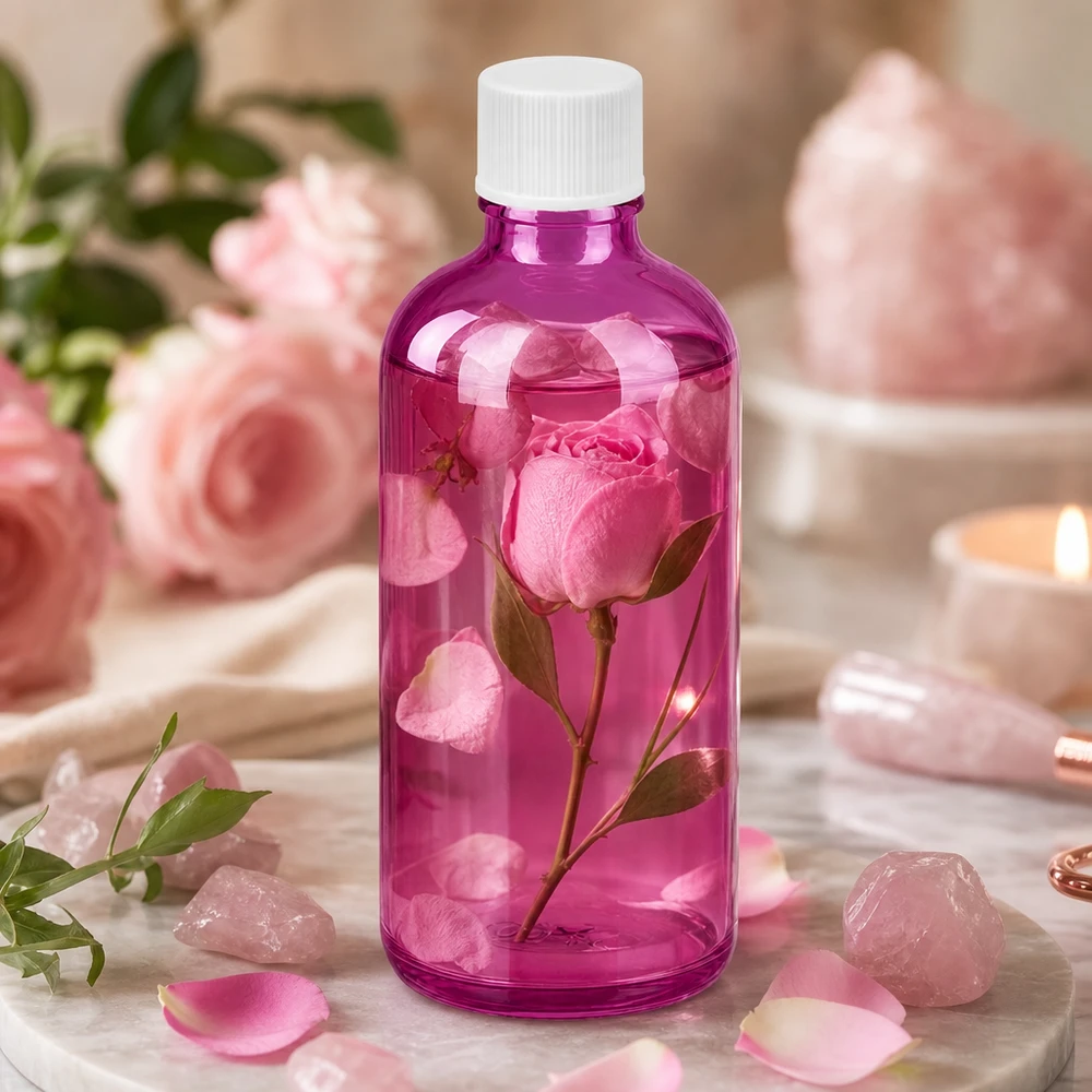Flacon pratique en verre violet de 100 ml avec système de fermeture sûr pour un usage quotidien