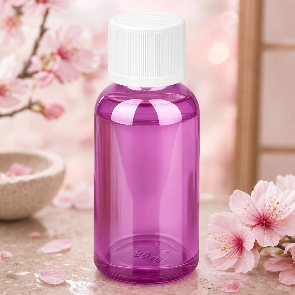 Flacon 30ml bouchon à vis 11mm blanc standard sécurité enfant PurpleLine UT18/30 Flacon de laboratoire stérile de 30ml en verre violet avec filetage standard pour usage professionnel