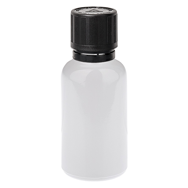 Flacon compte-gouttes 20 ml 1 mm noir Bouchon inviolable Sécurité enfants Symbole d'avertissement pour les aveugles WhiteLine UT18/20