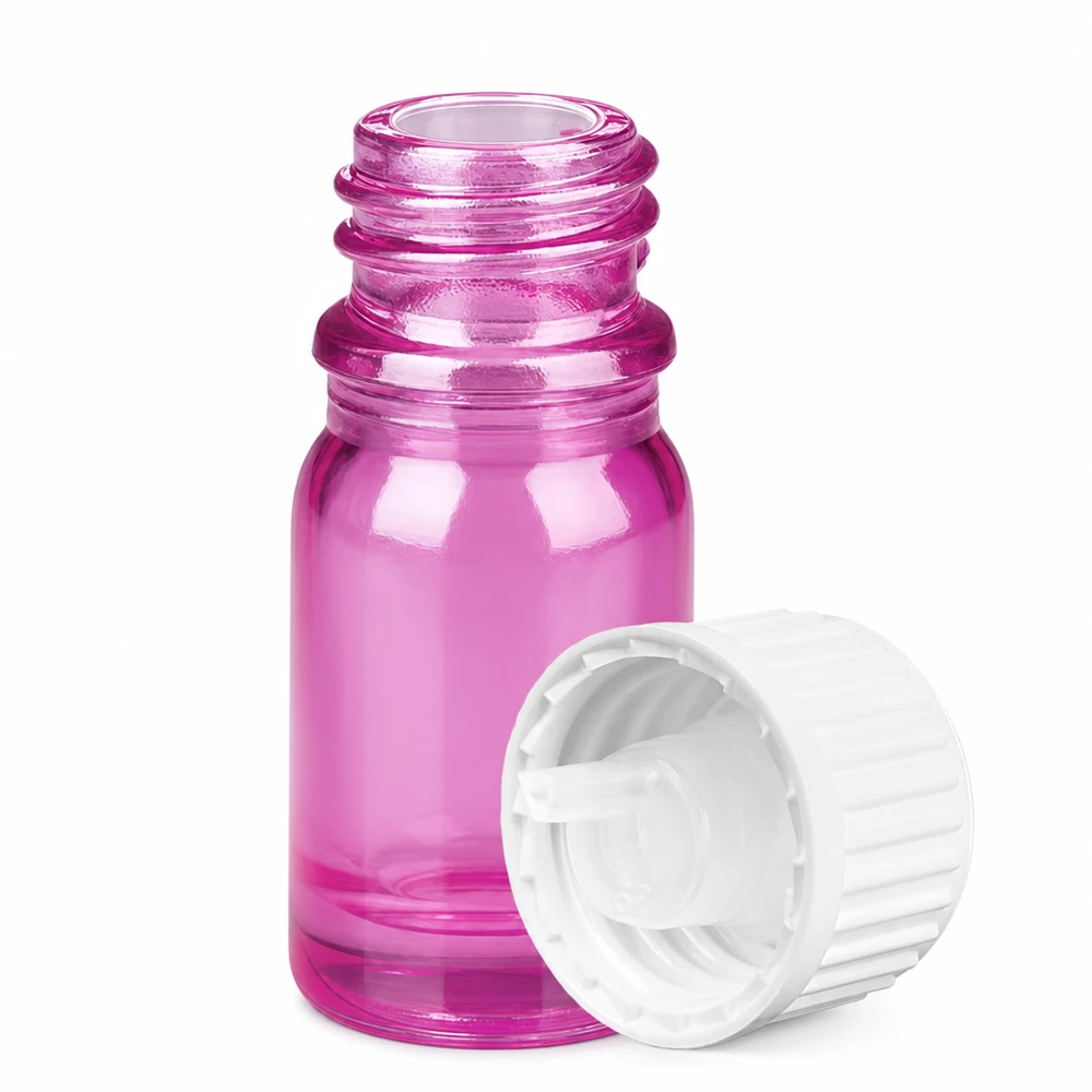 Flacon compte-gouttes 5ml 0.9mm blanc standard PurpleLine UT18/5 Flacon doseur compact de 5 ml, transparent violet, avec embout compte-gouttes de 0,9 mm pour un dosage précis