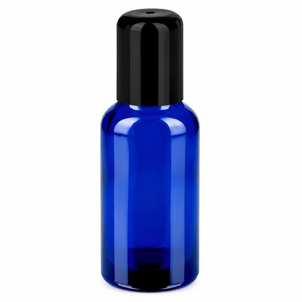 Flacon Roll-On 30ml noir STD BlueLine UT18/30 Bouteille à rouler compacte de 30 ml d'un bleu élégant pour les déplacements et les voyages