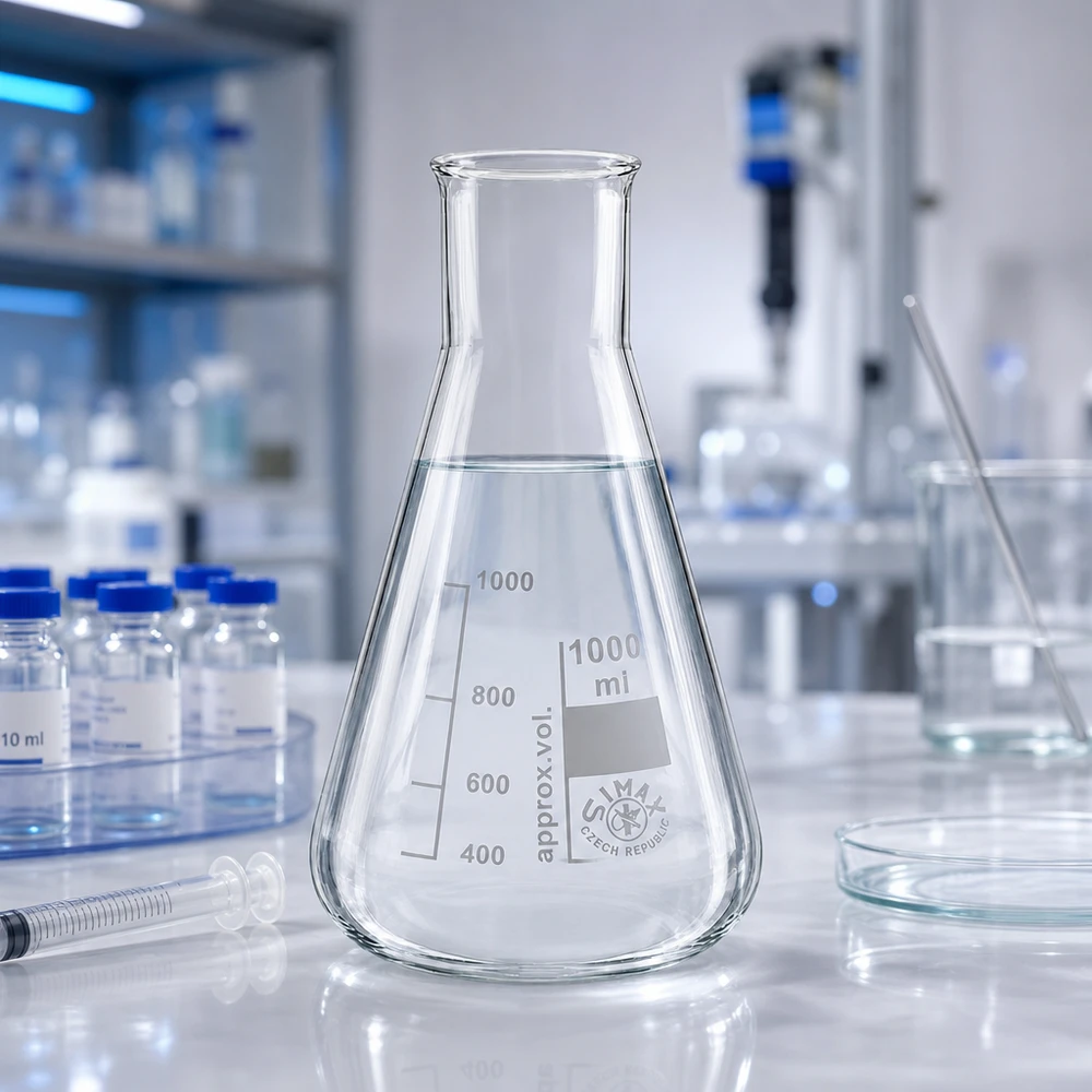 Erlenmeyer 1000ml col large, verre borosilicate