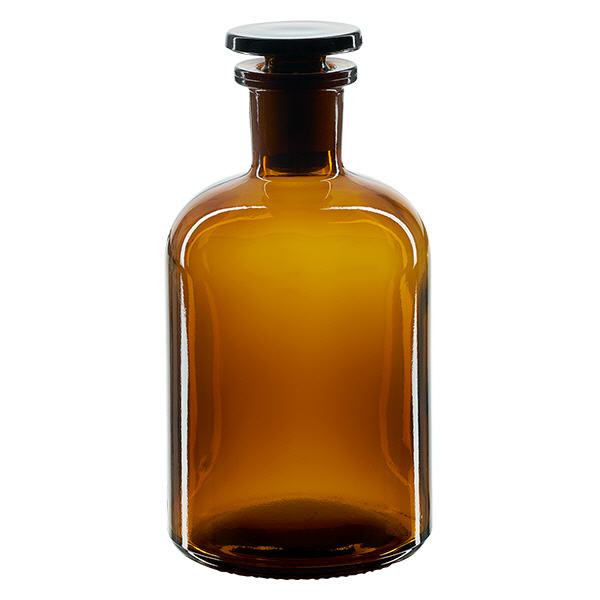 Flacon pharmaceutique 250 ml col étroit en verre ambré + bouchon Flacon pharmaceutique 250 ml col étroit en verre ambré + bouchon