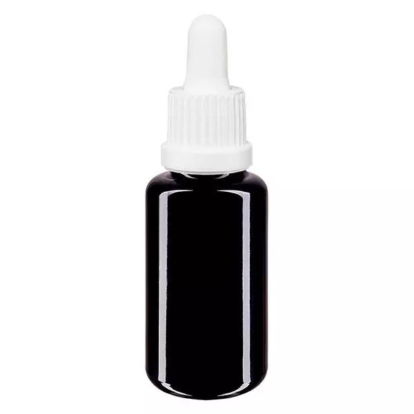 Flacons de pharmacie viol. Pipette 20ml blanc OV
