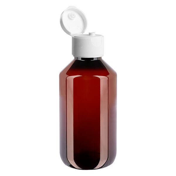 Bouteille PET 200ml avec bouchon à charnière blanc