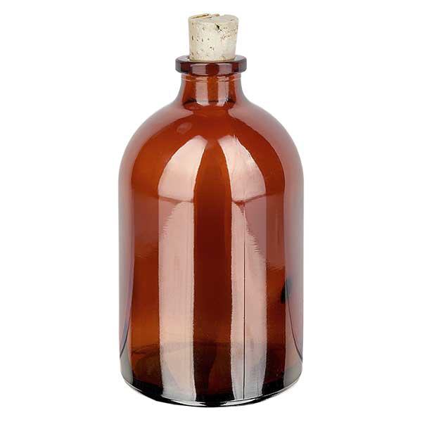 Flacon en verre ambré 100 ml avec bouchon de liège 11/14 mm Flacon en verre ambré 100 ml avec bouchon de liège 11/14 mm
