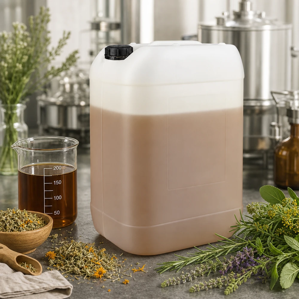 Jerrican de 25 litres avec bouchon à vis Récipient en plastique de 25 litres, adapté au contact alimentaire, avec couvercle à vis, pour extraits végétaux